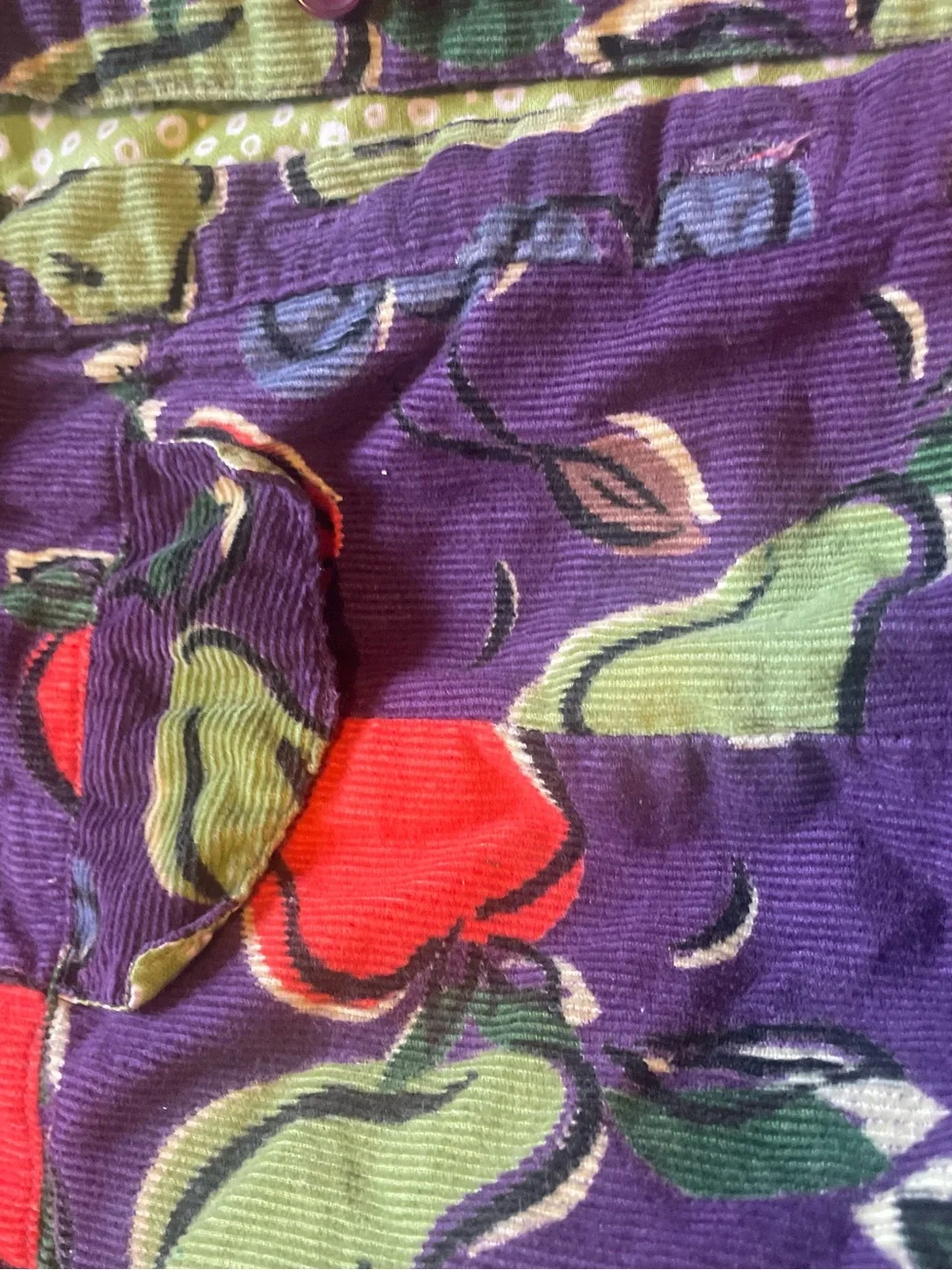 Vintage Kids Purple Fruit Corduroy Cropped Jacket - Lightweight Coat